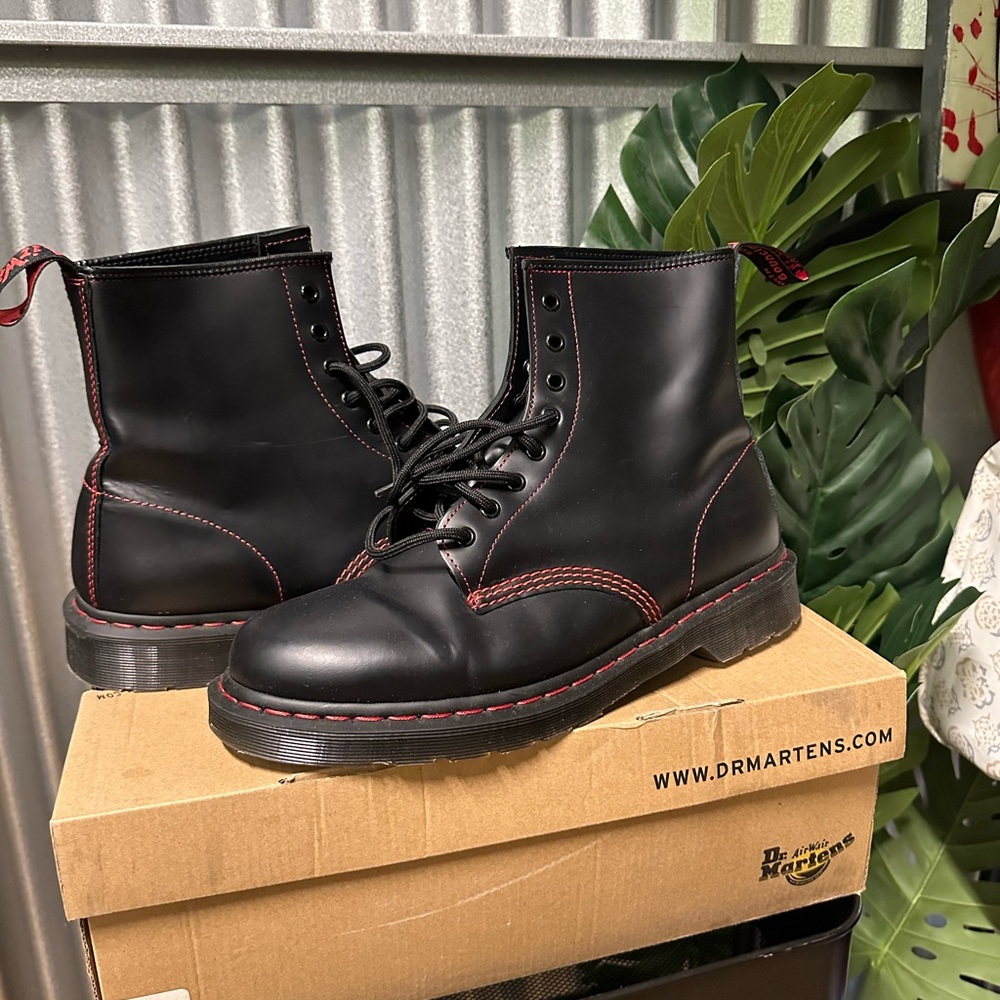 Dr. Martens Black and Red Combat Boots
